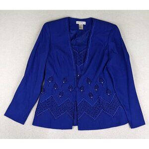 Justin Taylor Women's Blazer Size 8 Suit Jacket Embroidered Beaded